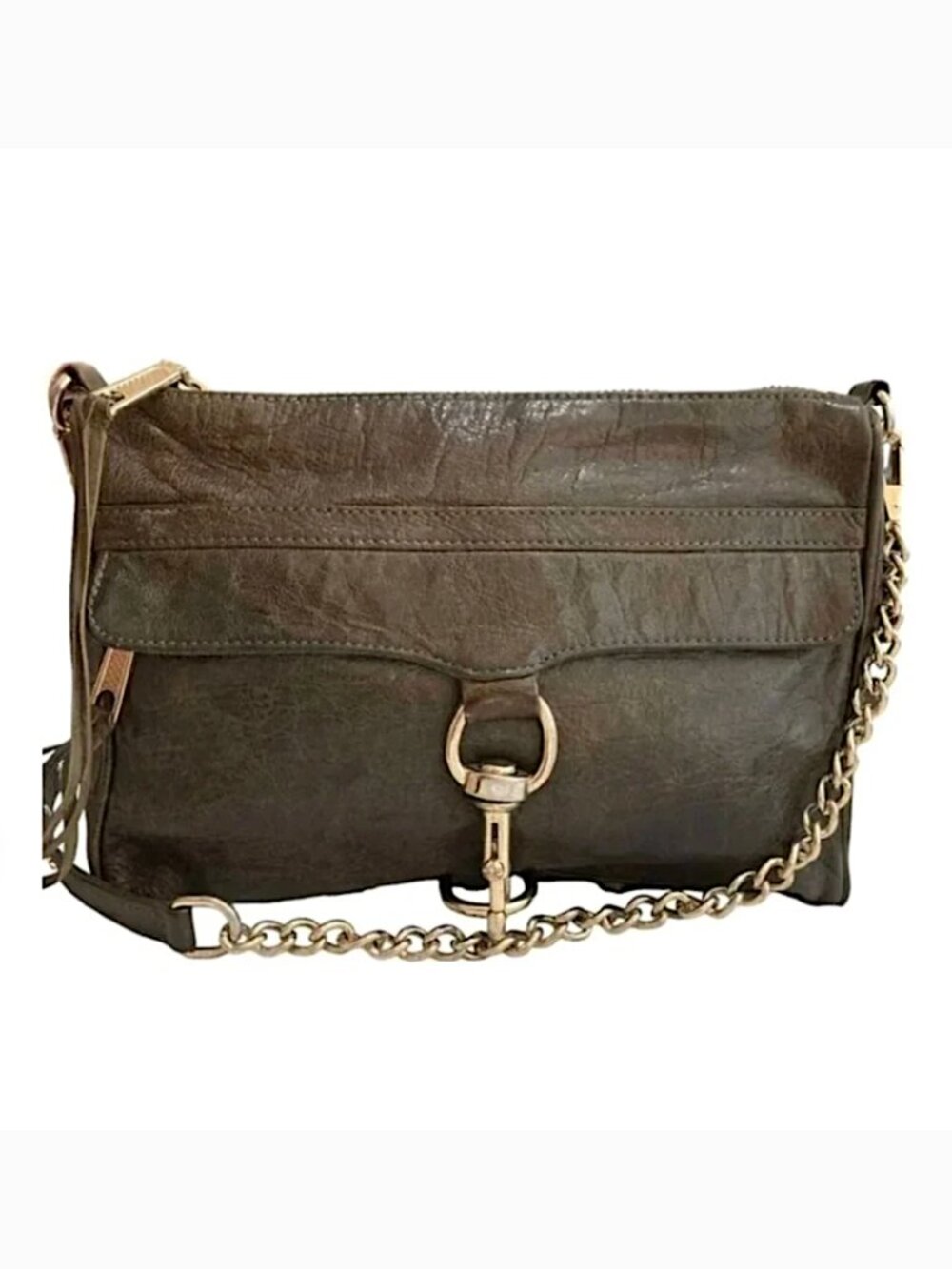 REBECCA MINKOFF M.A.C. Dark Olive Military Green Leather Crossbody Bag